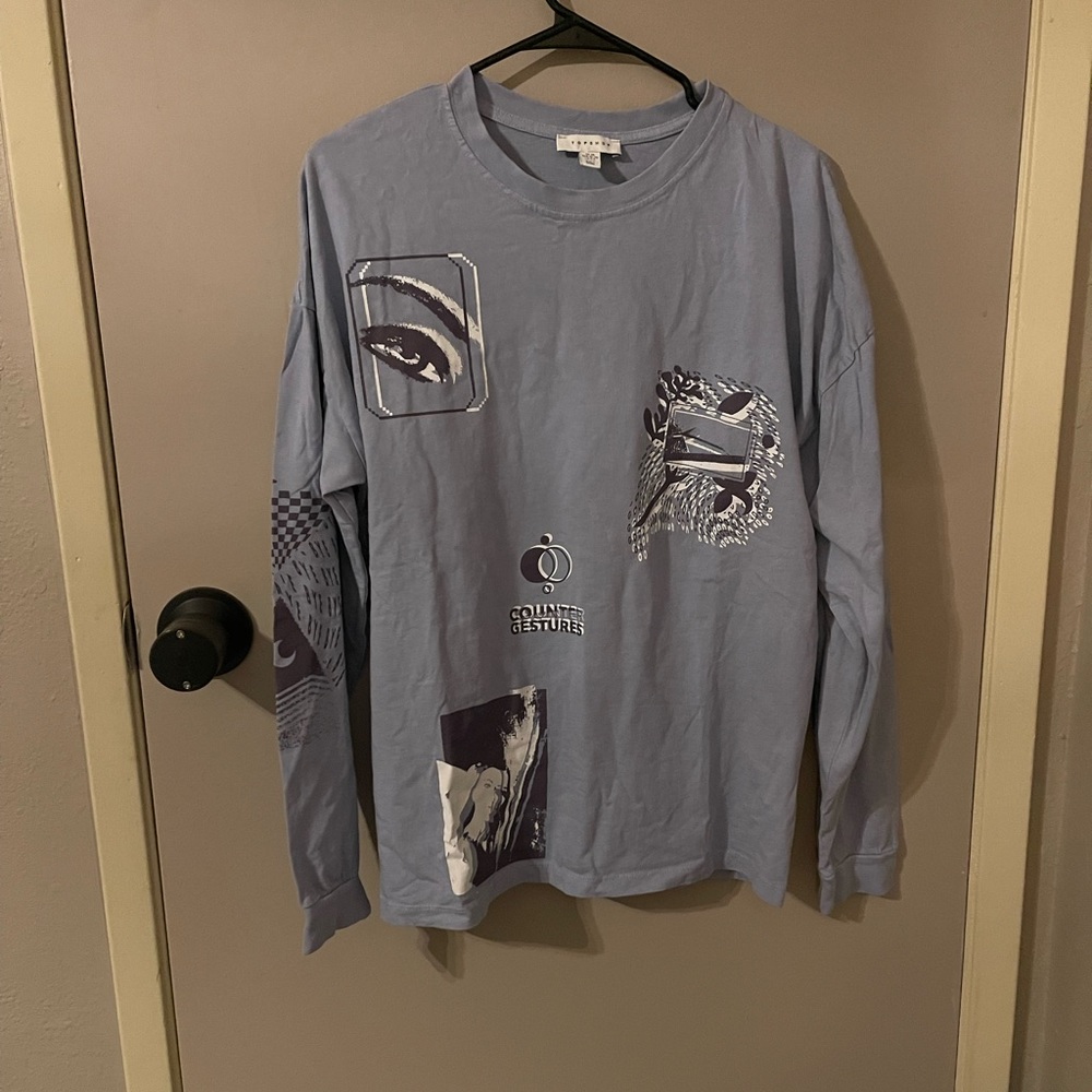 Long sleeve blue T-shirt